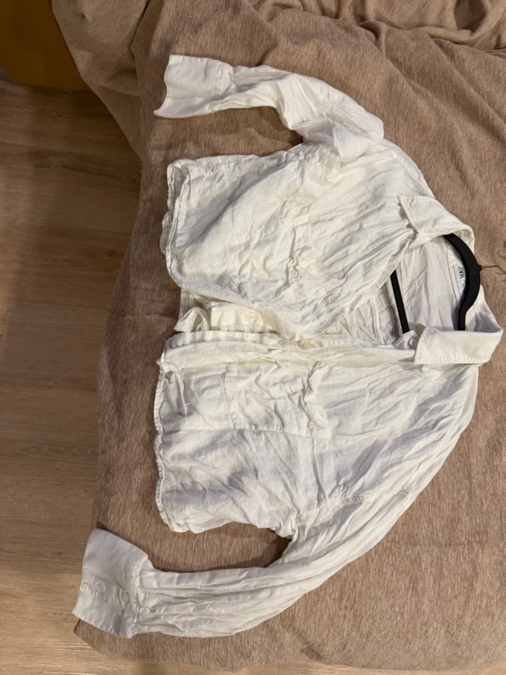 Zara White Linen-Blend Button Shirt